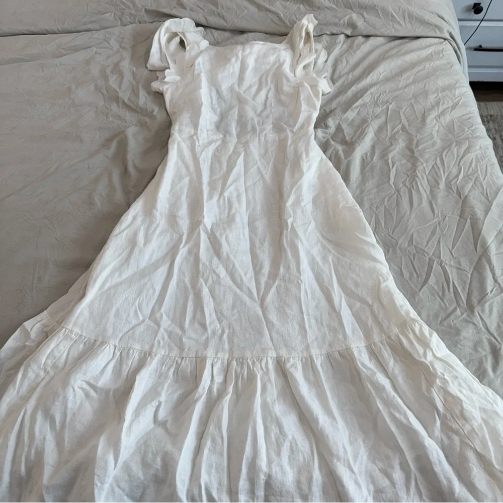 Trovata Birds of Paradis ROSA Dress –‎ 100% Linen – Ivory – Size M Anthropologie - Picture 3 of 12